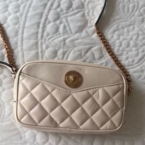 Versace Medusa Quilted Lambskin Small Crossbody Camera Bag White Ivory NEW